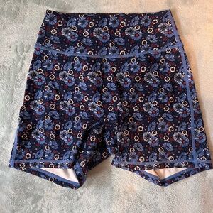 BuffBunny Floral Patterned Bike Shorts - Navy and Red